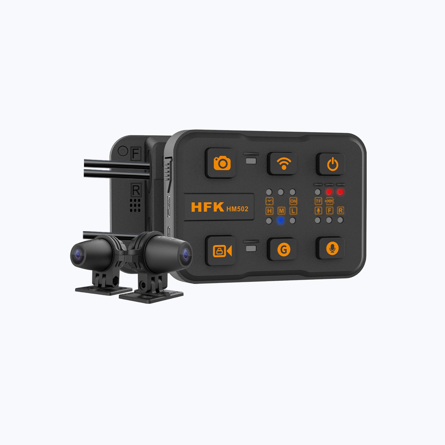 HFK HM502 摩托车行车记录仪 – 1080P 超高清双镜头，带 GPS 和 WiFi